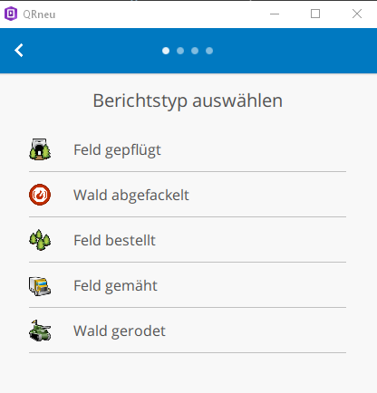 Angepasste UI der App Quick Report